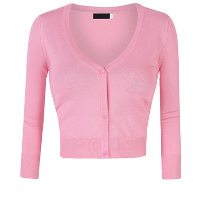 Women's Casual Open Front Knit Cropped Bolero Shrug 3/4 Sleeve Cardigan Sweater