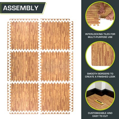 Light Oak Wood Grain EVA Foam Interlocking Floor Tiles, 72" x 48"