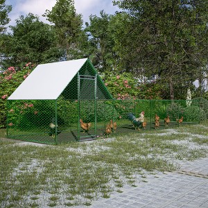 Outdoor Metal Chicken Coop, Chicken Coop Run, Outdoor Walk-in Poultry Cage, Large Walk In Chicken Run Pen with Waterproof Cover and Door for Backyard - 1 of 4