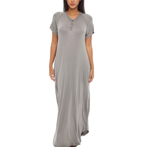 ADR Women's Nightshirt, Knit Short Sleeve Nightgown with Pockets, Lightweight Sleep Shirt, Long Sleeve - 1 of 4