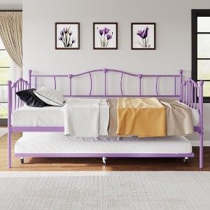 GustoWave Daybed with Trundle Bed, Love-Heart Headboard - 1 of 4