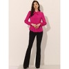 INSPIRE CHIC Women's Peter Pan Collar Bow Tie Neck Puff Long Sleeve Workwear Button Blouses - 3 of 4