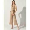 Allegra K Women's Elegant Office Work Sleeveless Wide Belted Leg Jumpsuit Romper - 2 of 4