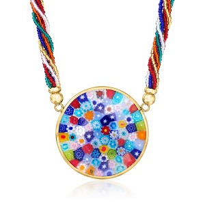 Ross-Simons Italian Multicolored Murano Glass Millefiori Multi-Strand Necklace With 18kt Gold Over Sterling Size 18 - 1 of 4