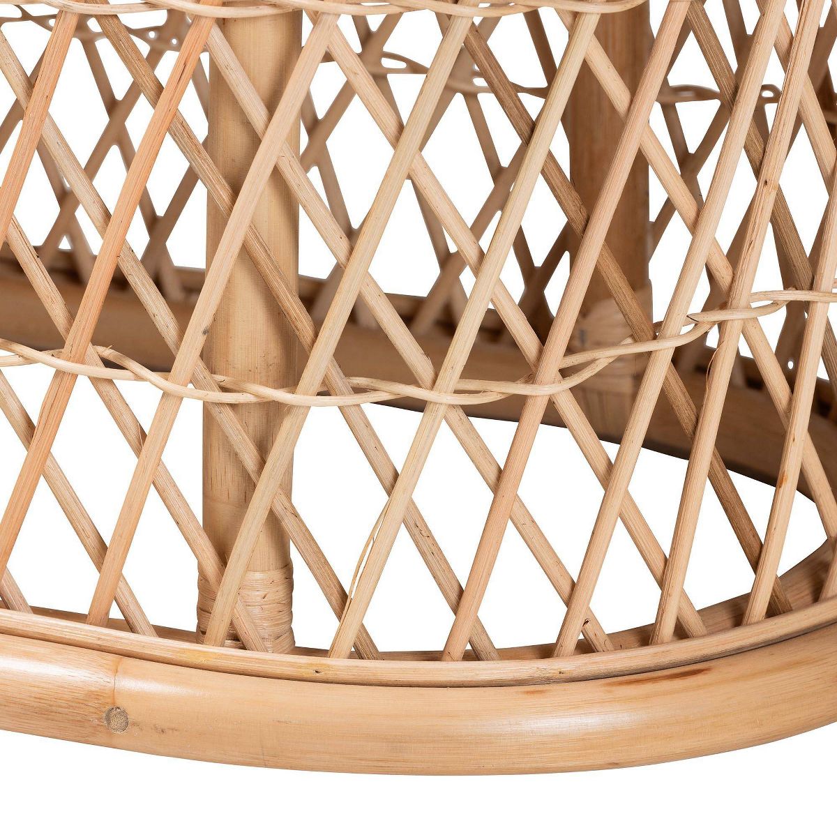 bali & pari Ladonna Natural Rattan Ottoman Footstool Natural: Upholstered Indoor Bench, Oval Shape, No Assembly Required - thumbnail 6