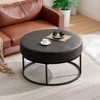 Bekrvio 4.5" Round Ottoman Coffee Table, Chenille Fabric Upholstered Footrest, Modern Accent Table with Metal Legs & Adjustable Feet for Living Room - 4 of 4