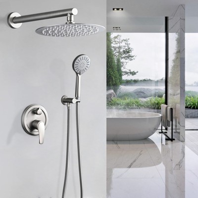 DOMETOUR 10 Inches Wall Mounted Shower with High Pressure Rain Shower Head and 5-Function Handheld Shower Head