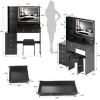 Small Vanity Table Set with Tri-Color LED Mirror, Modern Black MDF Frame, Cushioned Stool, Space-Saving for Girls Bedroom-Cuddlewood - 4 of 4