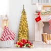 Tangkula 5/6/7/8/9FT Artificial Christmas Tree Pre-lit Pencil Xmas Tree with 296/390/499/591/699 Branch Tips 150/180/200/300/400 Warm White LED Lights - 2 of 4