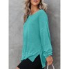 BLUEMING Sweatshirt for Women Oversized Waffle Knit Crewneck Sweatshirts Long Sleeve Side Slits Pullover Tops - 3 of 4