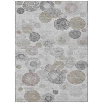 Taupe Gray And Beige Geometric Washable Indoor Outdoor Area Rug