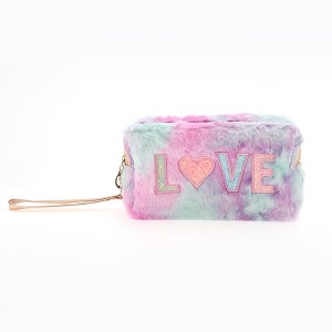 Unique Bargains Women's Durable Sequin Heart LOVE Makeup Bag 1 Pc - 1 of 3