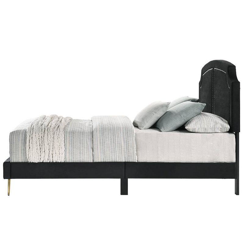 Zeena 86&#34; Queen Bed Black Velvet - Acme Furniture, 5 of 7