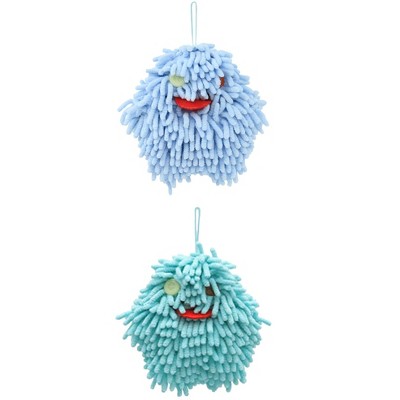 REGALWOVEN Soft Absorbent Chenille Decorative Hanging Ball Hand Towels 2 Pcs