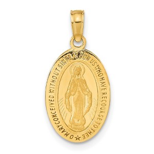 Black Bow Jewelry 14k Yellow Gold Solid Miraculous Medal Pendant, 10 x 22mm - 1 of 4