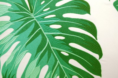 Green Monstera Embroidered Lumbar Indoor/Outdoor Pillow