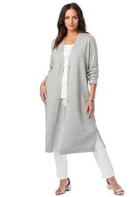 Jessica London Women's Plus Size Cotton Cashmere Duster Sweater