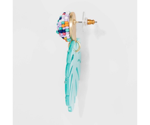 SUGARFIX by BaubleBar Beads Resin Monstera Leaf Earrings