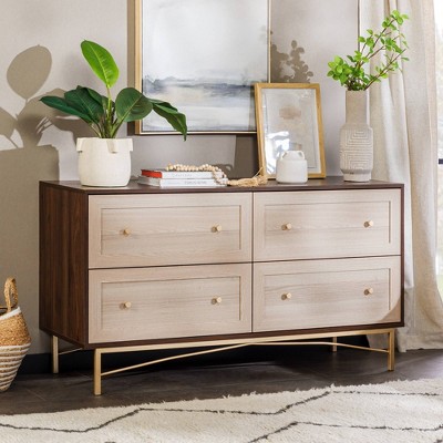 Saracina Home Jones Horizontal Modern 4 Drawer Dresser Dark Walnut/White