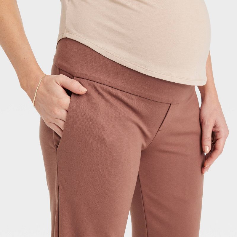Under Belly Wide Leg Ponte Maternity Pants - Isabel Maternity by Ingrid & Isabel™ Brown, 4 of 6