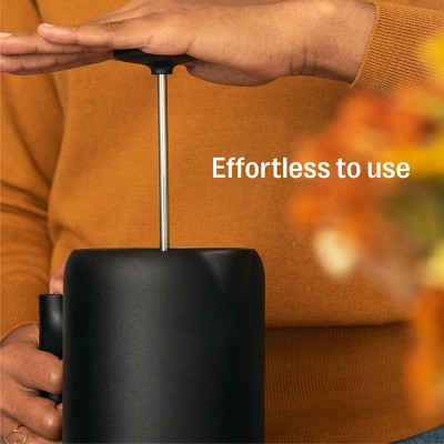 Matte Black Stainless Steel 24oz French Press Coffee Maker