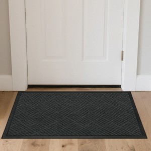 ROVSUN Front Door Mat, Absorbent Muddy Dirt Resist Welcome Floor Mats for Indoor Outdoor Entrance Porch, Gray - 1 of 4