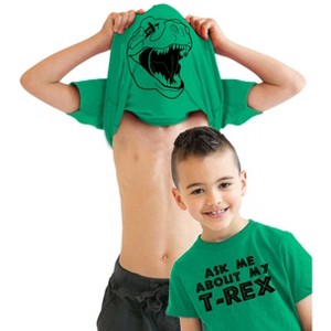 Youth Ask Me About My Trex T Shirt Funny Cool Dinosaur Flip Graphic Print Kids - Crazy Dog Youth T Shirt - 1 of 4