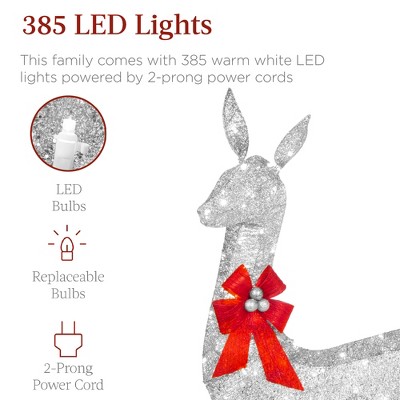 Silver 6.5ft LED Lighted Christmas Deer Family Set for Indoor/Outdoor
