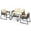 Costway 4/8 PCS Patio Furniture Set with Tempered Glass Coffee Table PE Wicker Rattan Chairs - 4 of 4