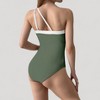 Anna-Kaci Women's One Shoulder One Piece Swimsuit with Asymmetrical Neckline and Contrast Trim Design - 3 of 4