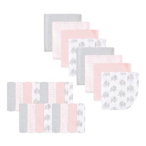 Luvable Friends Baby Girl Super Soft Bundle Washcloths, Pink Elephant, One Size - 1 of 1