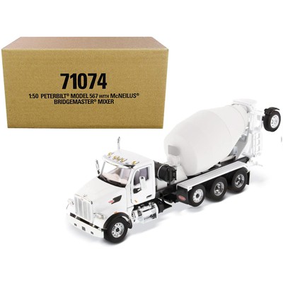 Peterbilt 567 with McNeilus Bridgemaster Mixer White and Gray 1/50 Diecast Model by Diecast Masters