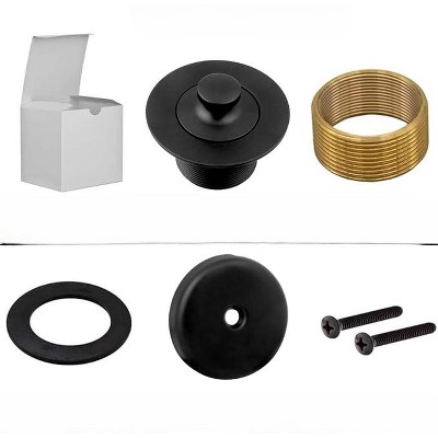 Universal Gold and Black Brass Bathtub Drain Kit with Overflow Plate