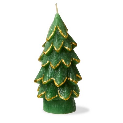 tag Gilded Pine Tree Candle Sm Green