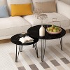 KTMBDW Round Nesting Coffee Table Set of 2, Circular Nesting End Table Set with Marble Tabletop and Sturdy Metal Base for Living Room, Bedroom - 2 of 4