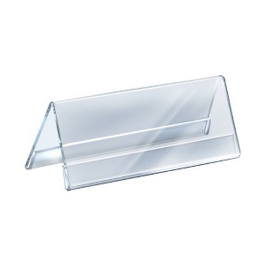 Azar Displays Two Sided Tent Style Clear Acrylic Sign Holder and Nameplate, Size: 11" W x 4.25" H on each side, 10-Pack - 1 of 3