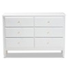 6 Drawer Naomi Wood Bedroom Dresser White/Gold - Baxton Studio: Glamorous Gold-Tone Knobs, Tapered Feet - 3 of 4