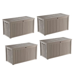 VisioGear Deck Boxes, 4-Piece 150 Gal Outdoor Storage Deck Box, Small Patio Storage Bin for Garden Tools, Brown, 54.25"*26.5"*28.74" - 1 of 4