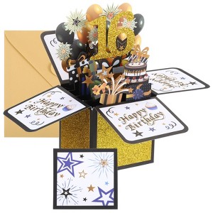 Unique Bargains 3D Handcrafted Pop-Out Funny Greeting Card Black Gold - 1 of 4