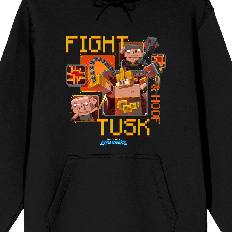 Minecraft Legends Fight Tusk Hoof Long Sleeve Black Adult Hooded Sweatshirt, 2 of 4