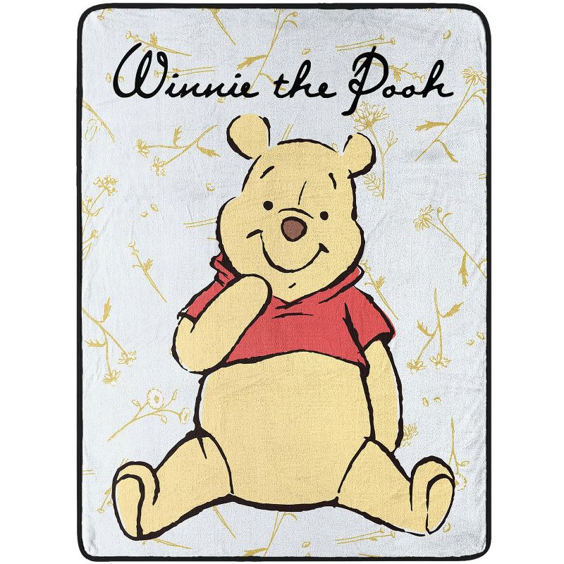 Disney Winnie The Pooh Silly Bear Fleece Super Plush Throw Blanket 46" x 60" (117cm x 152cm) Black, 1 of 5