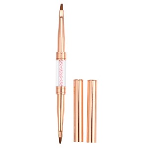 Unique Bargains Double Head Crystal Handle 6mm 6mm Drawing Brush Liner Brush Painting Pen ABS Rose Gold Tone 1 Pcs - 1 of 4