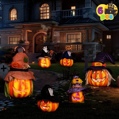 Joyfy 6 Pcs Halloween Jack O Pumpkin Lanterns, LED Foam Home Trick Or Treat Bucket, Halloween Yard Decorations for Lawn Patio Party Supplies Favors