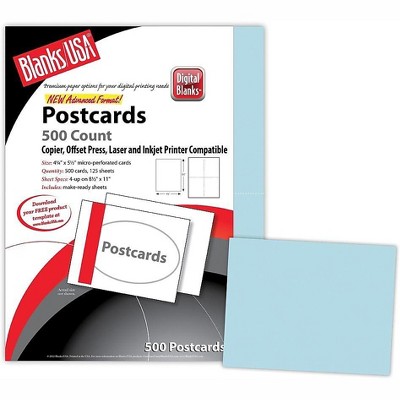 Blanks/USA Bristol Digital Postcard  5 1/2 x 4 1/4 Blue 125/Pack PC35B64BL