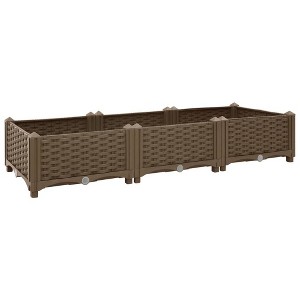vidaXL Raised Bed Light Grey Polypropylene Medium Planters - Brown 47.2" x 15.7" x 9.1" - 1 of 4