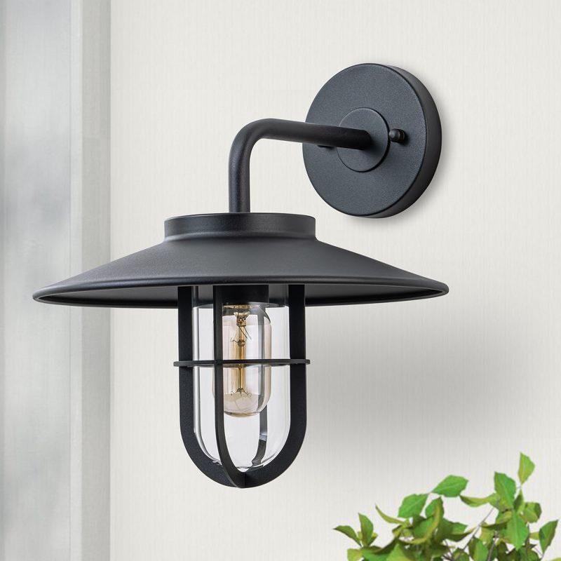 C Cattleya Matte Black Outdoor Barn Light with Clear Glass Shade(E26), 2 of 9