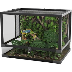 34 Gallon Reptile Tall Glass Terrarium, 24" x 18" x 18" Reptile Tank Double Hinge Door with Top Screen Ventilation, Easy Assembly - 1 of 4