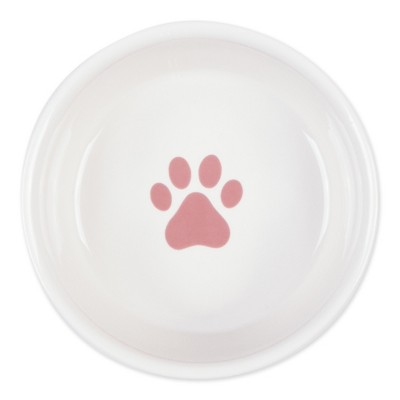 Small Rose Ceramic Cat Bowls with Non-Skid Base, Set of 2