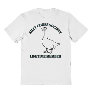 Rerun Island Men's Silly Goose Society Short Sleeve Graphic Cotton T-Shirt - White L - 1 of 4