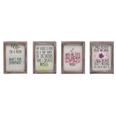 Transpac Wood/MDF Mom Humor Frame Decor Set of 4 Spring Home Decorations